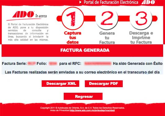 Portal de facturación ADO - paso 4