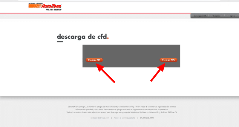 Descarga factura electrónica PDF o XML AutoZone