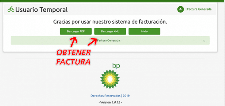Descarga factura PDF o XML gasolineras BP México