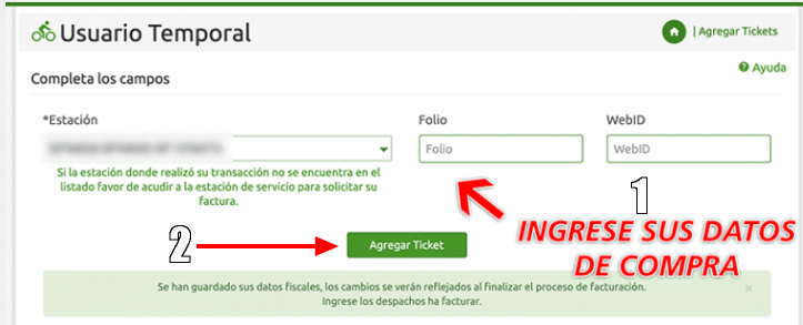 Ingreso datos de compra estación folio web id BP gasolineras