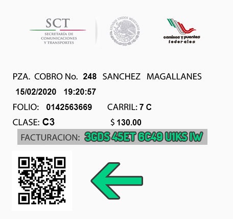 Comprobante fiscal digital CFDI de Capufe mostrando datos de transacción, folio, clase y facturación electrónica con código QR.