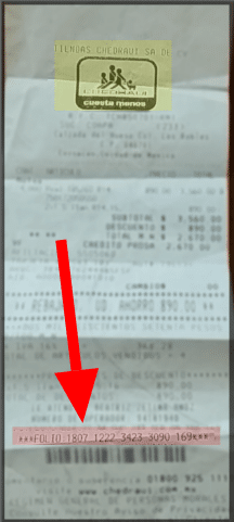 Ubicación número de ticket debajo código de barras Chedraui