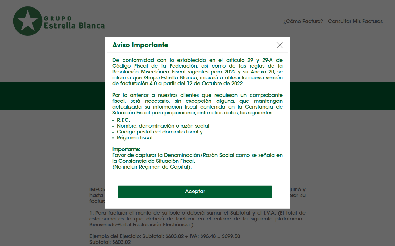 Portal de facturación de Futura