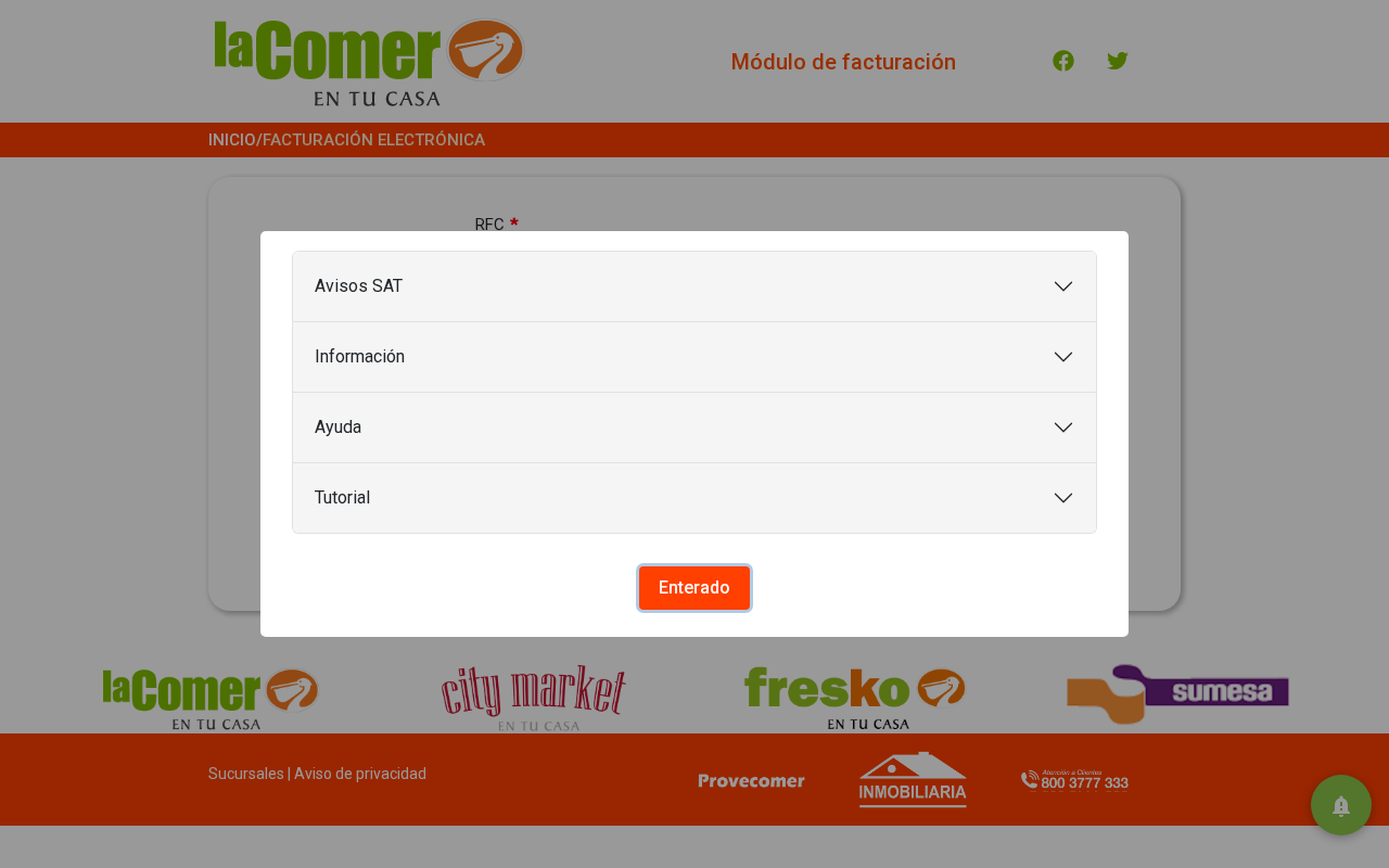 Portal de facturación de La Comer