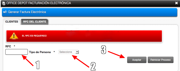 Ingreso RFC y tipo de persona física o moral Office Depot