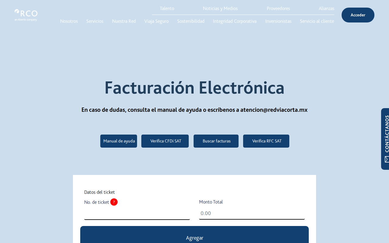 Portal de facturación de Red Vía Corta